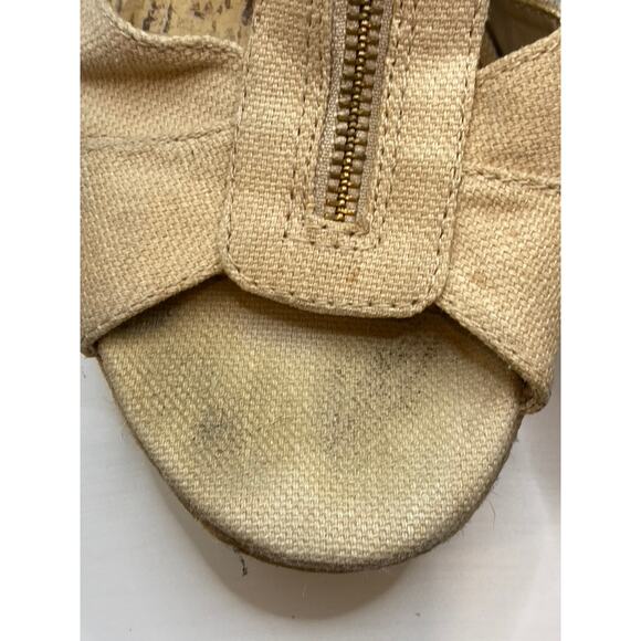 MERONA Women's Tan Alexa Strappy Peep-Toe Cork Wedge Sandals SZ 11 - Picture 4 of 11